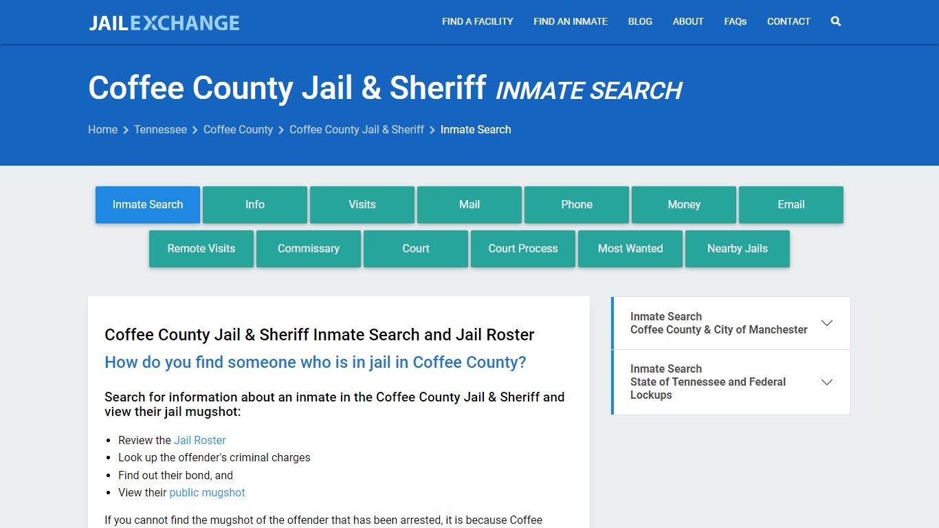 Coffee County Jail & Sheriff Inmate Search - Jail Exchange