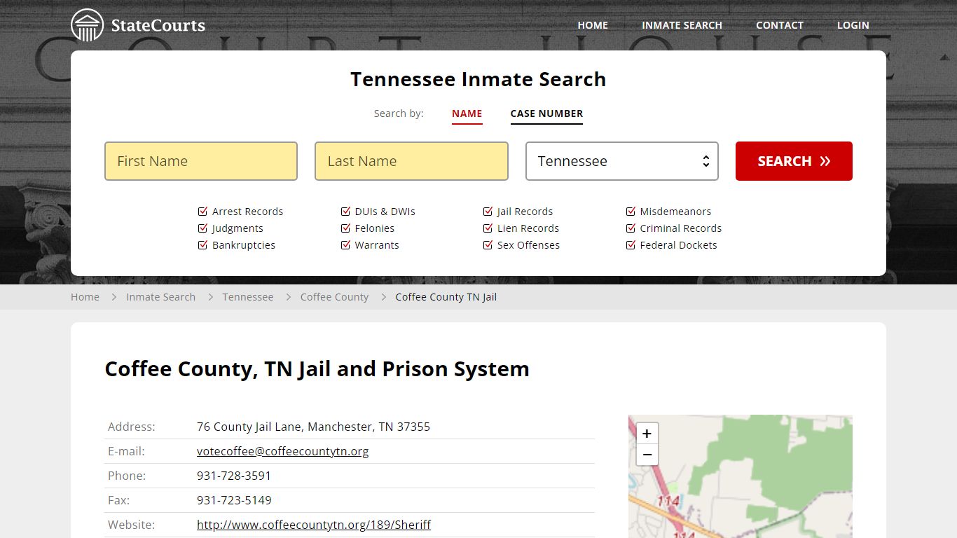 Coffee County TN Jail Inmate Records Search, Tennessee - State Courts